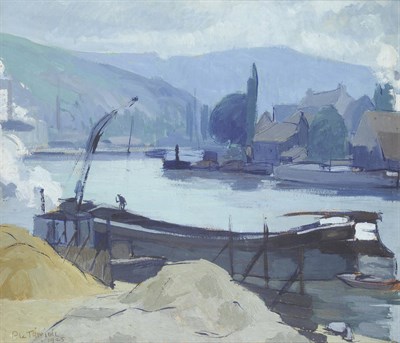 Lot 960 - Pierre le Trividic (1898-1960) French "Dieppe Harbour" Signed and dated 1925, oil on board, 56cm by