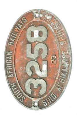 Lot 215 - South African Railways Locomotive Cabside Numberplate 3258 from a Henshal Class 23 4-8-2...