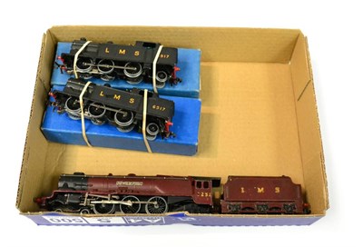 Lot 219 - Hornby Dublo 3-Rail Locomotives 2xEDL7 0-6-2T LMS 6917, black (both G boxes G-F) and Duchess of...