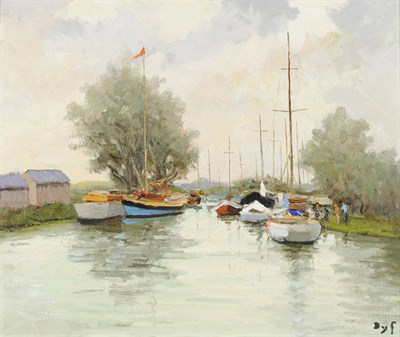 Lot 964 - Marcel Dyf (1899-1985) French "Yacht club a Trouville" Signed, inscribed on an exhibition label...