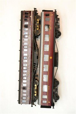 Lot 255 - Exley O Gauge LMS 1st/3rd Compartment Coach 16497 (G-F, with replacement brass parts on bogies)...