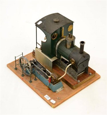 Lot 276 - Live Steam Stationary Engine with wood lagged boiler with cab in the form of a locomotive,...