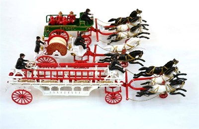 Lot 286 - Carpenter (Reproduction) Cast Iron Hook & Ladder Truck with three horses abreast, main body...