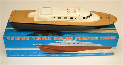 Lot 299 - Wrenn (Scalex Boats) Vosper Turbine Yacht plastic with electric motor 19";, 48cm (E-G box E-G)