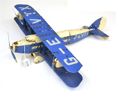 Lot 318 - Meccano No.2 Special Constructor Aeroplane Airliner constructed as biplane in blue/white,...