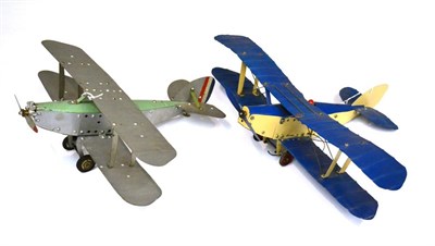 Lot 322 - Meccano Two No.1 Constructor Biplanes both made of light-weight pieces, with pilots (both F-G, some