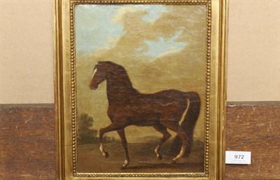 Lot 972 - Circle of Jacques Laurent Agasse (18th century) Study of a Stallion Oil on canvas, 29cm by 22cm