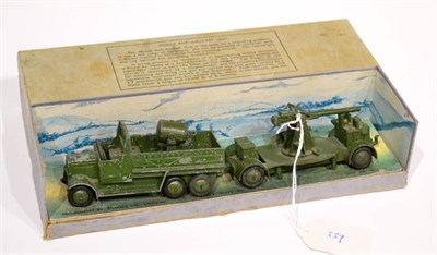 Lot 339 - Dinky (Pre-War) Set 161 Mobile Anti-Aircraft Unit consisting of Searchlight lorry (F-G, some...