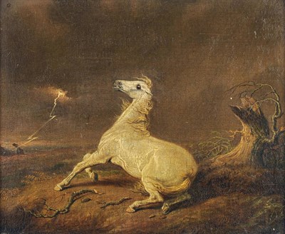 Lot 973 - Circle of James Ward R.A. (18th/19th century) A Horse Frightened by a Lightning Bolt, near a...