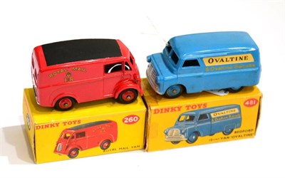 Lot 350 - Dinky 260 Morris Royal Mail Van (E-G box E-G) 481 Bedford Ovaltine can (E-G box F-G, some...