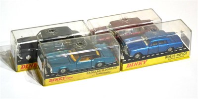 Lot 353 - Dinky Models In Hard Plastic Boxes 175 Cadillac Eldorado, 152 Rolls Royce Phantom V, 158 Rolls...