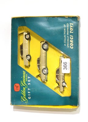 Lot 366 - Corgi Golden Guinea Gift Set containing three plated models: Ford Consul Classic, Bentley...