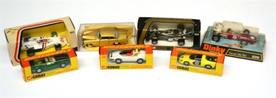 Lot 367 - Corgi Sports Cars 203 Mangusta, 380 Alfa Romeo Pinin Farina, 344 Ferrari 206 Dino, 154 JPS...