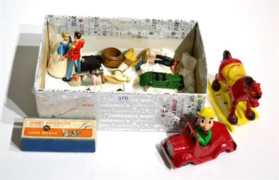 Lot 376 - Various Diecast And Other Toys including Dinky Lawn Mower (boxed) Lagonda smooth hubs, white tyres