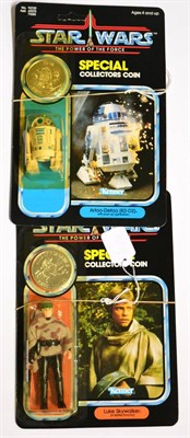 Lot 391 - Kenner Star Wars Special Collectors Coin Luke Skywalker (In Battle Poncho) and R2-D2 (with...