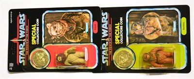 Lot 393 - Kenner Star Wars Special Collectors Coin Two Ewoks Romba and Warok (both E-G) (2)