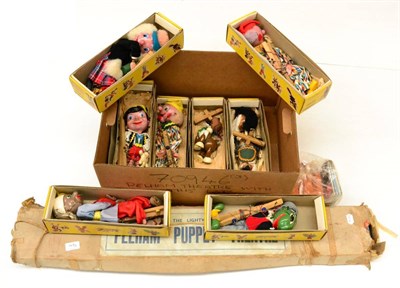 Lot 403 - Pelham Puppets Pinocchio, Jiminy Cricket, Snake Charmer Horse, two Clowns, Headmaster, Bengo...