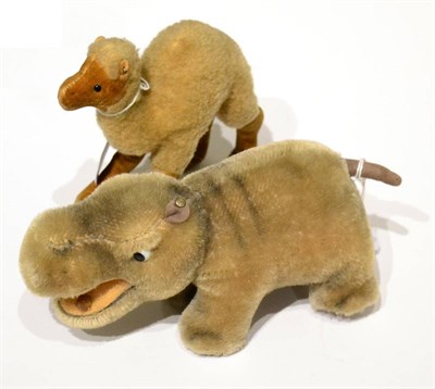 Lot 405 - Steiff Hippopotamus And Camel Soft Toys both with buttons in ears (2)