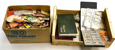 Lot 31 - Various Cigarette Cards in three albums, together with a box of beer mats