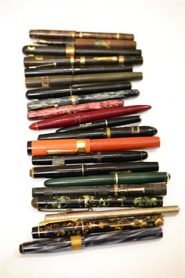 Lot 33 - A Collection of Sixty Three Mixed Fountain Pens, makers include Watermans, Swan, Conway...