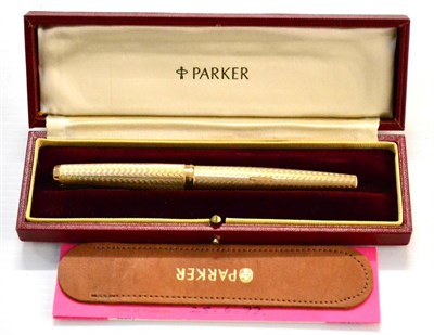 Lot 45 - Parker Presidential 9ct Gold Pen engrave C J Page in hard case with leaflet (E)