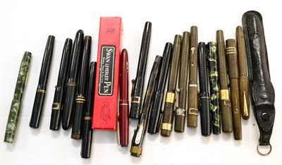 Lot 51 - Twenty Swan Mabie Todd Fountain Pens, including a boxed and unboxed Leverless pens, Blackbird, Swan