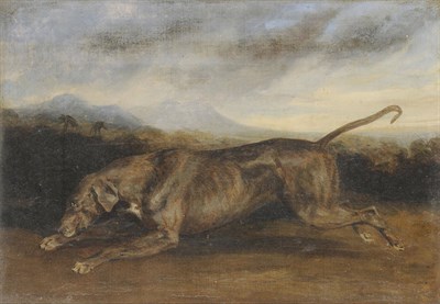 Lot 985 - Circle of Thomas Daniell R.A. (1749-1840) Hound Running in an Indian or Ceylonese Landscape Oil...