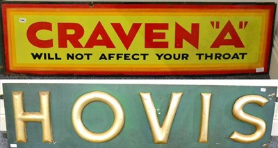 Lot 57 - Two Adverting Signs Craven A Will Not Affect Your Throat, enamel, red/black lettering on yellow...