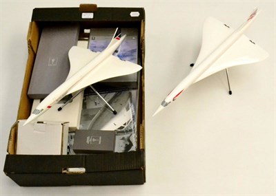 Lot 64 - Concorde Memorabilia including a two display models on stands in early and late British Airways...