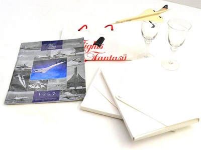 Lot 65 - Concorde Memorabilia including two Gift Packs containing Menu, postcard, certificates and...
