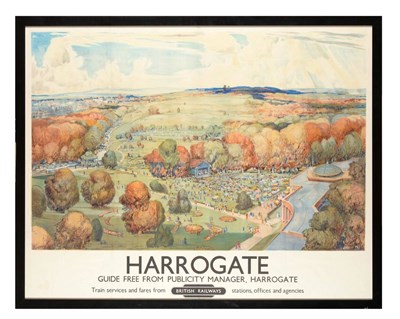 Lot 68 - BR Poster Harrogate By J C Moody qr, depicting the Showground and Pavilion, mounted on linen,...