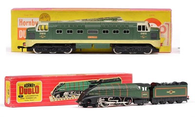 Lot 85 - Hornby Dublo 2 Rail Two Locomotives 2234 Deltic diesel-electric Crepello (box lid has some...