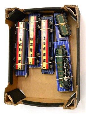 Lot 95 - Hornby Dublo 3-Rail EDL11 Silver King BR 60016 with repair label 5170 and three D12 BR(M)...