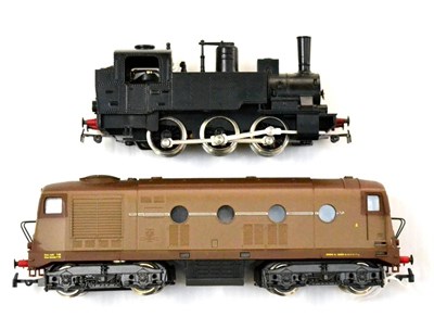 Lot 108 - Rivarossi FS 341 202 B-B Diesel Locomotive (E) and an 0-6-0T locomotive, black (E) (2)