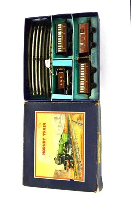 Lot 158 - Hornby O Gauge No.101 Tank Passenger Set (Clockwork) consisting of 0-4-0T LMS 2270 locomotive...