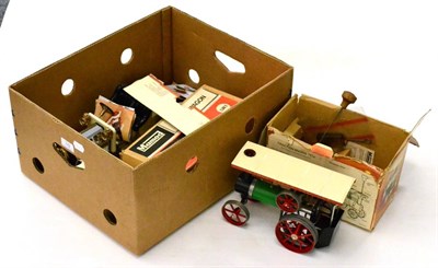 Lot 172 - Mamod Live Steam Models TE1a Traction engine (E-G box F-G) LW1 Lumber wagon (E box G) and a...