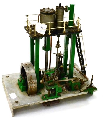 Lot 177 - Stuart Double Expansion Vertical Engine on steel base with ladder and gantry 12";, 30cm high...