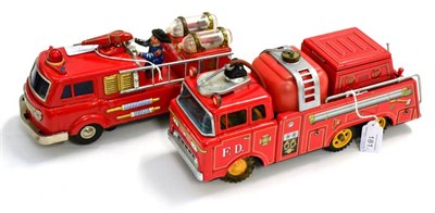 Lot 181 - Bandai 674 Tank Fire Engine battery operated with water tank and canon to squirt water 12";,...