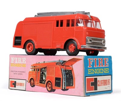 Lot 194 - Clifford Series Two Plastic Friction Fire Engines AEC Turntable escape (G box G) Fire Engine...