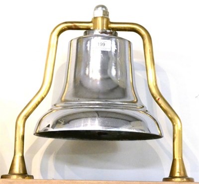 Lot 199 - Fire Bell chrome with brass supports, no clapper 14";,36cm high (E)