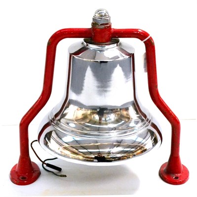 Lot 200 - Fire Bell chrome with red supports, fitted with electric clapper 14";,36cm high (E)