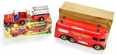 Lot 222 - Joustra C/w Sapeurs Pompiers Fire Truck 12";, 30cm (G, some scratching, lacks ladder, in plain card