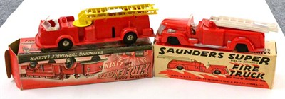 Lot 227 - Louis Marx Friction Fire Engine With Siren plastic with driver and three piece ladder (E-G box G-F)