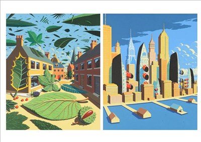 Lot 1003 - Chris Vine (b.1949)  "Another Autumn"; "Skyline - How the East was Won" Both inscribed verso,...