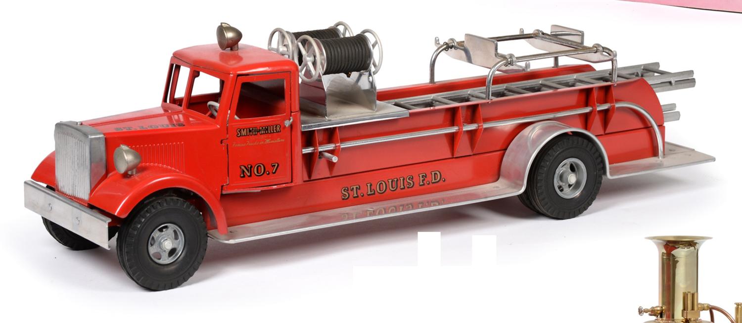 Lot 241 - Smith Miller St Louis Fire Department Mo.7 Engine with ten  part ladder, twin hose reels and rubber