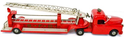 Lot 244 - Structo Articulated Fire Engine pull along with three piece ladder and SFD decals 33";, 84cm (G-E)