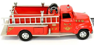 Lot 248 - Tonka No.5 Push Along Fire Engine with ladder to side, two hose sections, hose reel (somewhat...