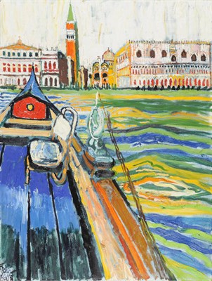 Lot 1005 - John Randall Bratby R.A., L.G., A.R.C.A.(Lond) (1928-1992) Venetian Scene from a Gondola,...