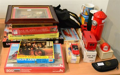 Lot 257 - Various Fire Related Items including London's Burning Game, Dad's Army Jigsaw, three other jigsaws