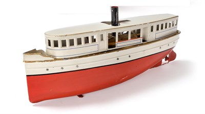 Lot 283 - Bing Live Steam River Boat painted in red/cream with blue/red/gold lining and ink stamped portholes